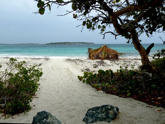 Beautiful Blue Beach and Isla de la Chiva on vieuques island