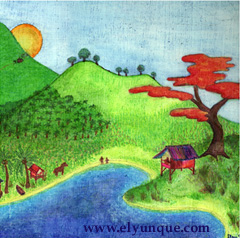 Drawing of Puerto Rico by Elena Harley