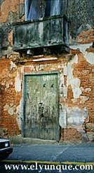 detail of Spanish colonial architecture in Old San Juan, ruins
